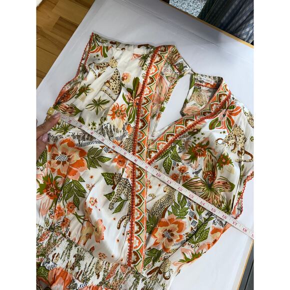Poupette St Barth Romper Shorts Jumpsuit Anaik Pink Orange Leo Foulard Size XS/S - Picture 8 of 10